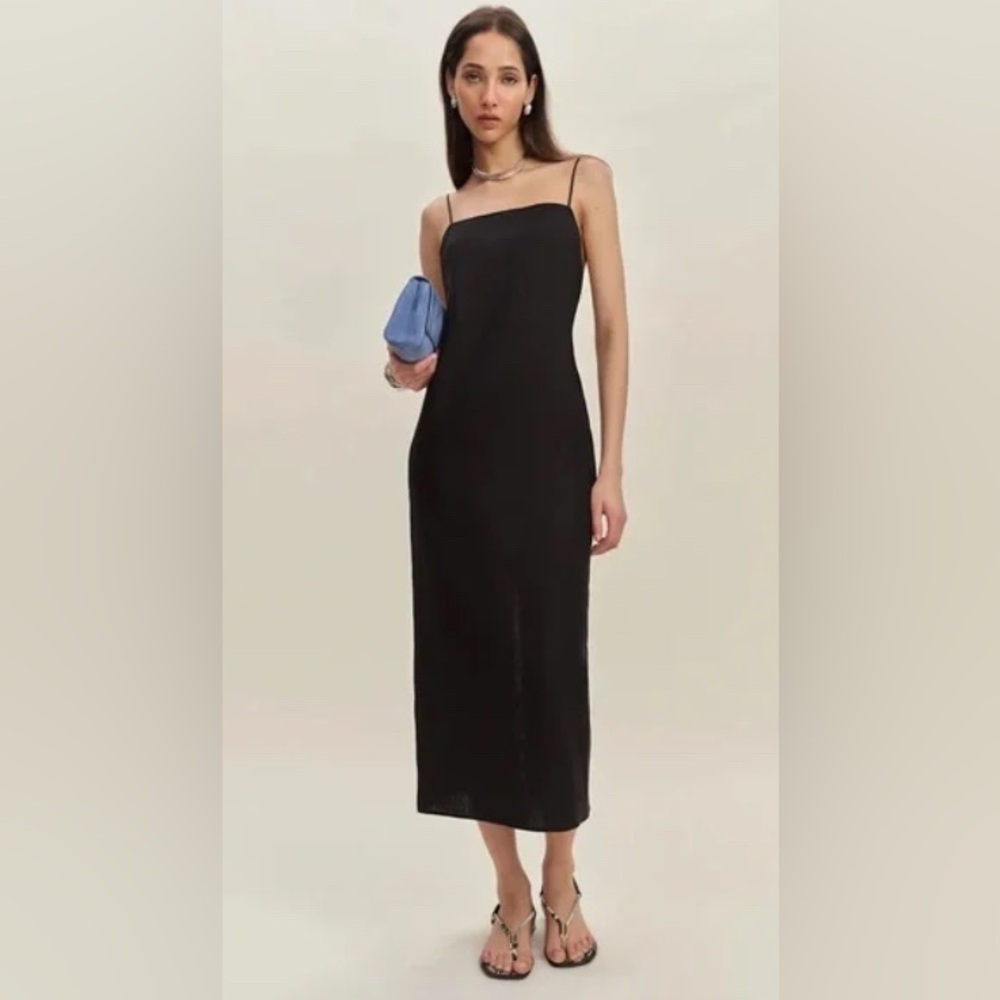Reformation Gael Linen Dress Black